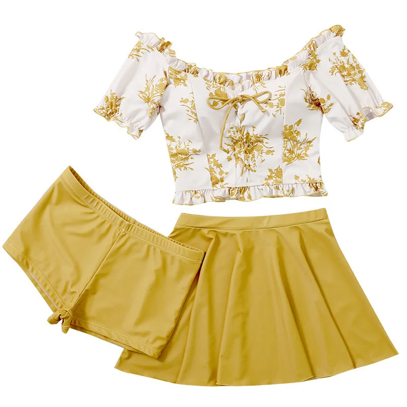 Купальник женский с высокой талией и разрезом однотонный купальный костюм для