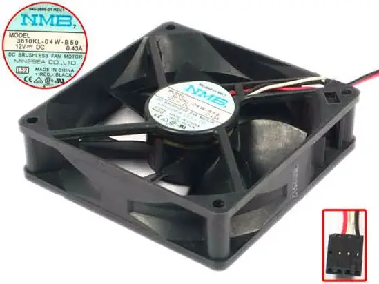 NMB-MAT 3610KL-04W-B59 L52 DC 12V 0.43A 90x90x25 мм вентилятор охлаждения сервера