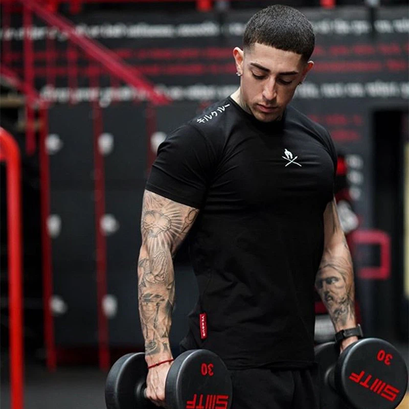 Футболка мужская облегающая спортивный джоггер повседневная для тренажерного