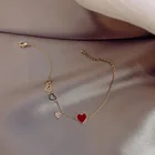 Корейский милый браслет с подвеской в виде сердца, персиковый браслет с сердцем, Женский индивидуальный дикий изысканный циркониевый браслет, аксессуары