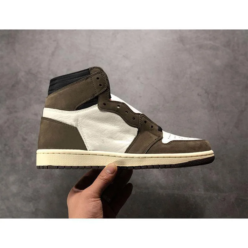 Лидер продаж баскетбольные кроссовки высокого качества Travis Scotts UNC 1s Top 3 мужские и