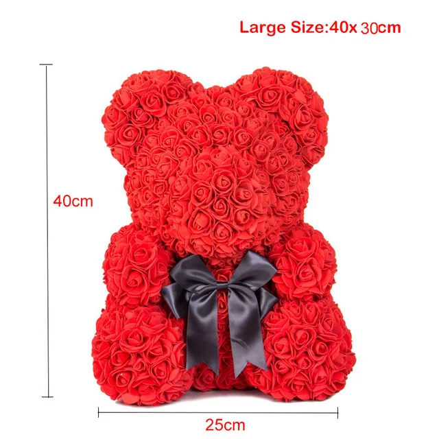 Large red Искусственные цветы Роза медведь девушка Юбилей Рождество День Святого Валентина подарок на день рождения для украшения свадебной вечеринки - Цвет: Large red