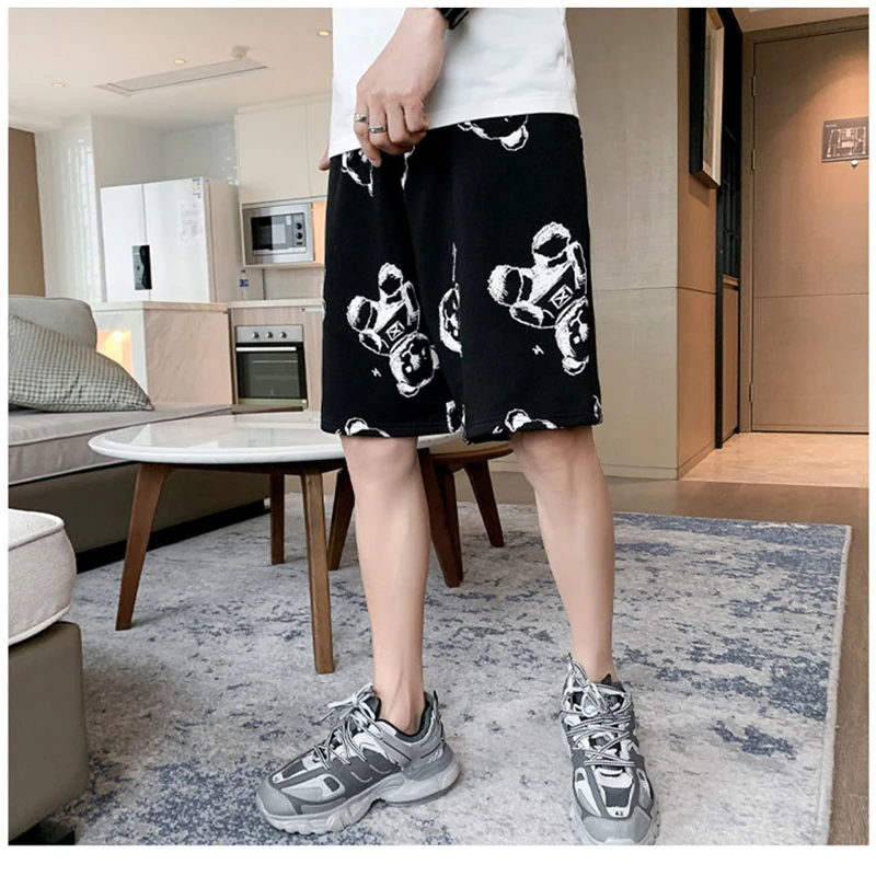 

2021Men Shorts Summer Fashion print Little Bear running shorts Comfortable Plus Size Fitness Men Bodybuilding Breathable Shorts
