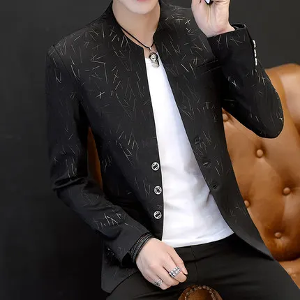 Черный Мужской белый блейзер мужской летний Блейзер Masculino Slim Fit Chaqueta формальный Hombre бордовый мужской повседневный Блейзер, куртка - Цвет: Черный