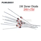100 шт., стабилитрон 1 Вт DO-41, 24 В, 27 в, 30 В, 33 в, 36 В, 39 в, 43 в, 47 в, 51 В, 75 в, 1N4753, 1N4755, 1N4756, 1N4761