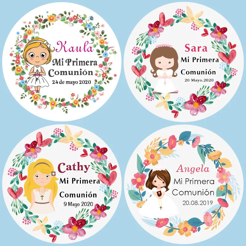 100 шт. крещение для причастия девочек наклейка моего первого на заказ добавьте