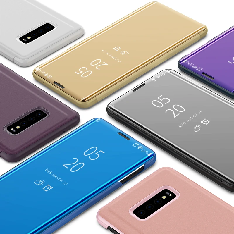Clear View чехол для телефона samsung Galaxy Note 9 8 S10 S9 S8 плюс умный зеркальный флип A5 A6 A7 J3 J6 J8
