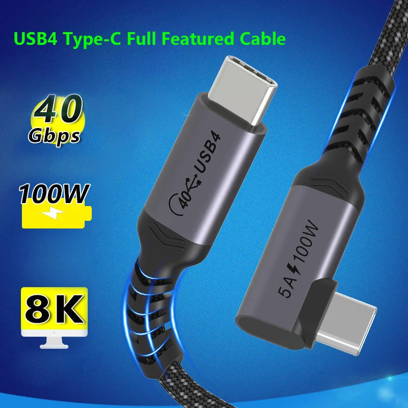 Кабель USB 4 0 Type-C папа под прямым углом 40 Гбит/с PD 100 Вт | Электроника