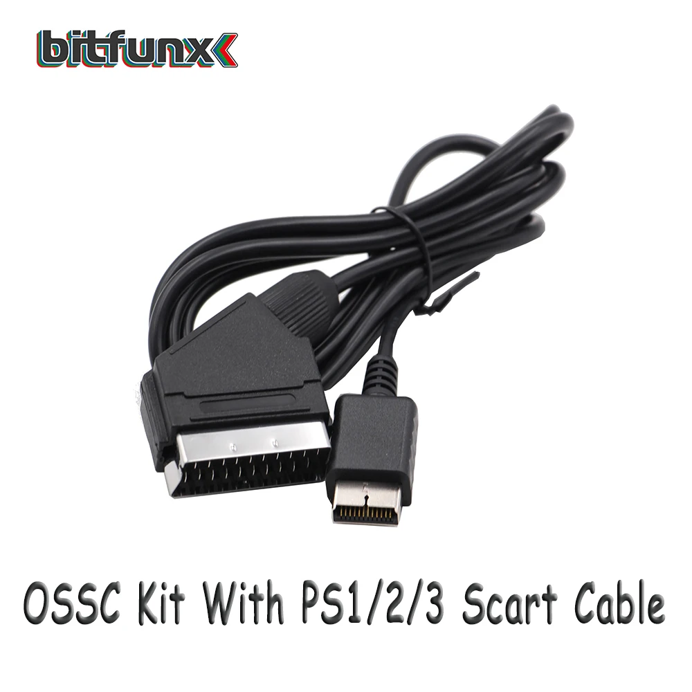 Bitfunx OSSC HDMI конвертер комплект прозрачный черный для Ретро игровой консоли комплект обновления с Scart кабель - Цвет: with PS2 PS3 scart