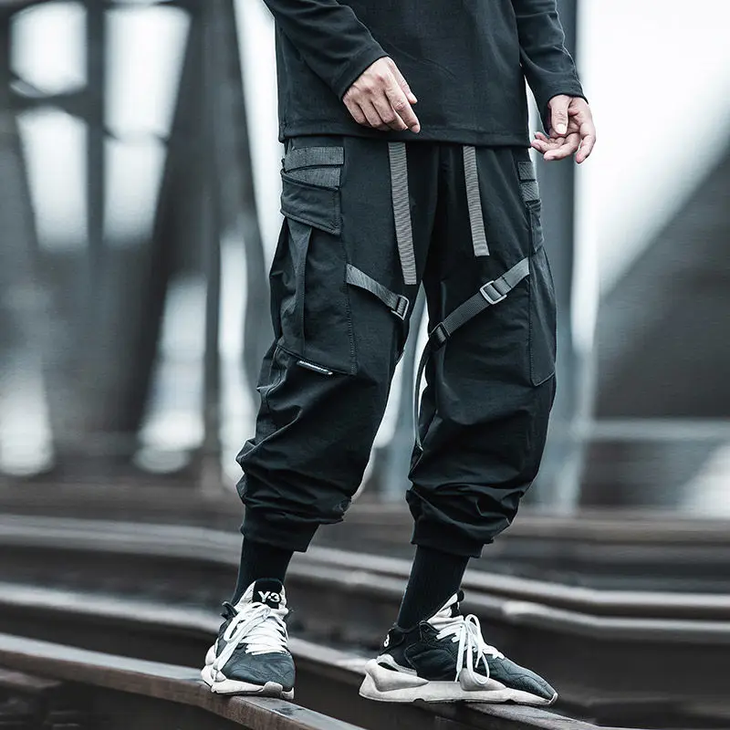 

National Overalls Men's Tide Brand Ins Straight Loose Ribbon Paratroopers Function Leggings Joker Casual Pants Cargo Pants