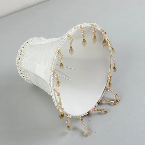 

DIA 15cm/5.9inch White lampshades with beads, wall lamp and Chandelier Mini Lamp Shade, Clip On