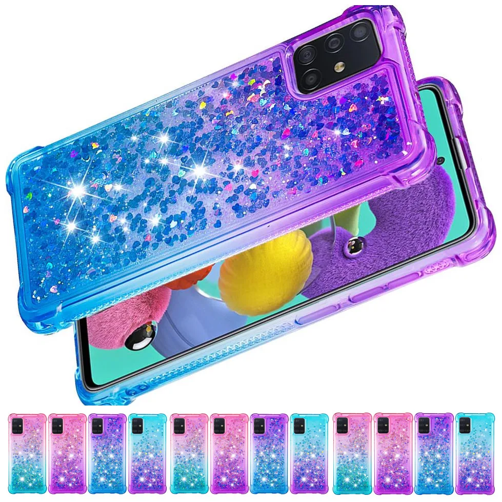 Женский блестящий чехол с сыпучим песком для Samsung Galaxy A01 A21 A51 A71 A81 A91 A20 A30 A50|Бамперы|