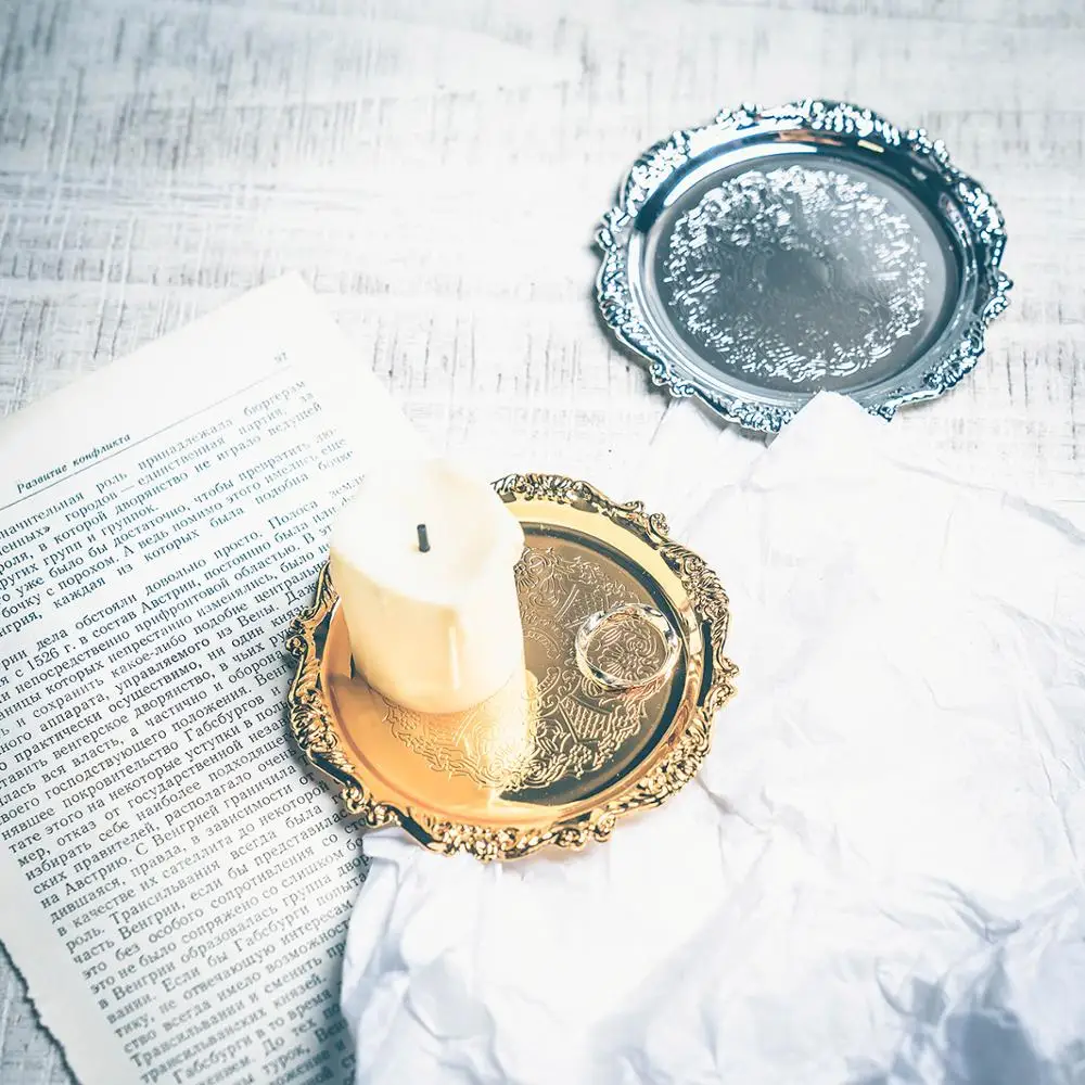 Популярная Золотая серебряная тарелка Ins украшение для дома чаша серег