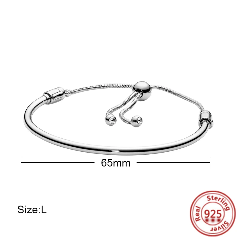 hot selling 925 sterling silver heart snake chain slider charms bracelet fit original brand bead diy women adjustable jewelry free global shipping