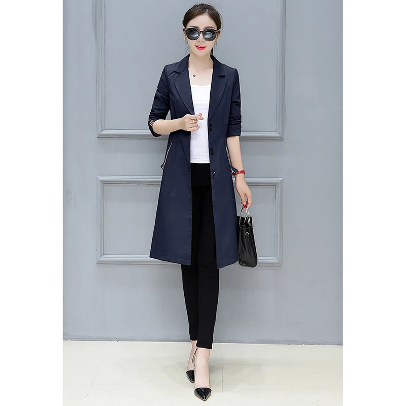 Женский Тонкий тренчкот средней длины элегантная верхняя одежда Ветровка из