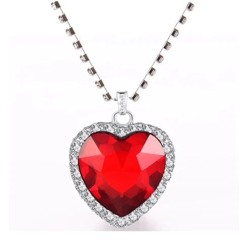 Изысканное ожерелье с подвеской в форме сердца для женщин, ожерелье с подвеской Титаник, сердце океана и синего сердца с надписью «My Heart Will Go on» + бархатный мешочек