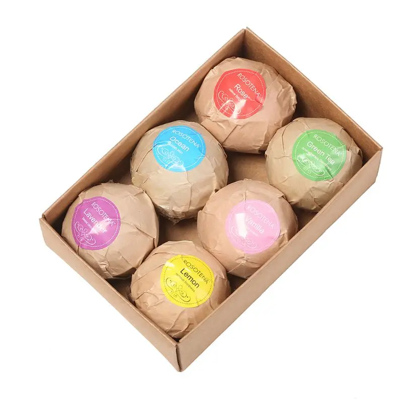 

2021 New 6 Pcs Bath Bombs Salt Ball Fizzy Bubble Spa Organic Natural Ingredients Dry Skin Moisturizing Exfoliation Perfect Gift
