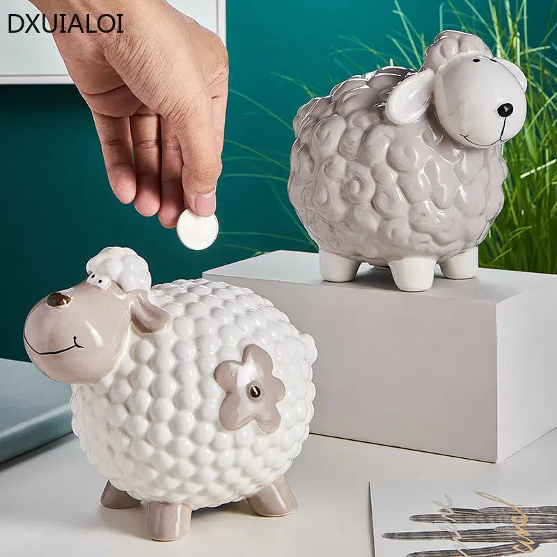 

Скандинавская Керамическая Свинья DXUIALOI для овец, украшение для дома, украшение для детской комнаты, желаемая копилка
