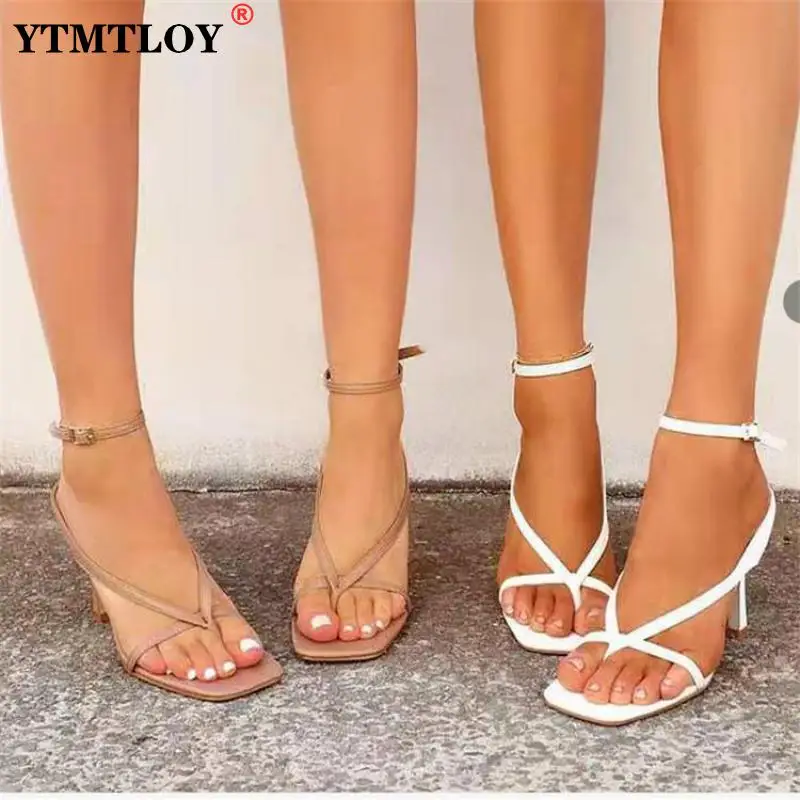 Сандалии женские с ремешком на щиколотке модные брендовые босоножки-гладиаторы