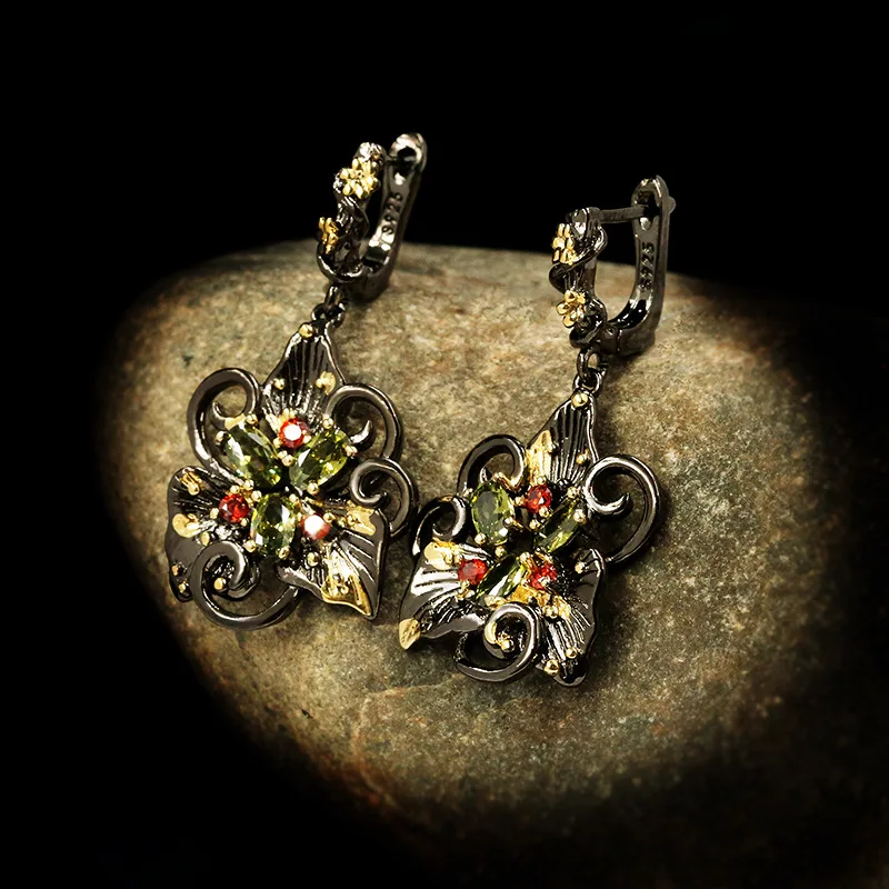 Серьги женские из серебра 925 пробы с гранатом 14 к | Украшения и аксессуары