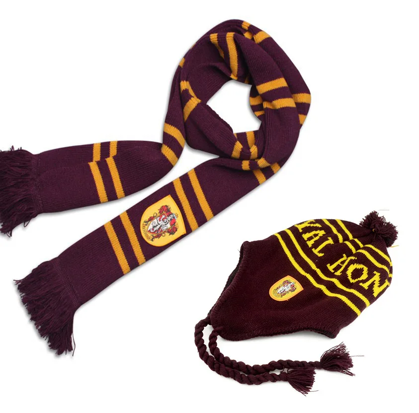 Хогвартс шарфы/шляпа/перчатки Гриффиндор/Слизерин/Hufflepuff/Ravenclaw поттер шарф шляпа сенсорные перчатки косплей подарок на Хэллоуин - Цвет: Gryf Scarf EAR HAT