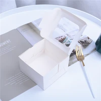 10pcs 11cm white boxy cake paper gift bag clear window cover pocket biscuit moon chocolate gifts snacks food square packing box
