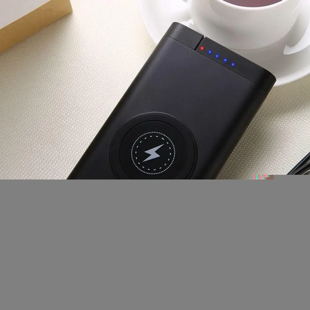 Black Power Bank 10000 мА-ч, беспроводное зарядное устройство, портативная быстрая зарядка, внешний аккумулятор, блок питания, повербанк для iPhone Xiaomi samsung S10 - Цвет: Black