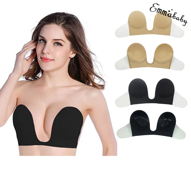 

Front Lace up Silicone Push Up Bra Invisible Bra Strapless Backless Self-Adhesive Gel Magic Stick