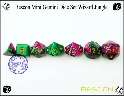 Bescon мини двухцветные многогранные игральные кости, набор 10 мм, маленькие кости набор D4-D20 в трубке, 6 новых разных цветов 42 шт