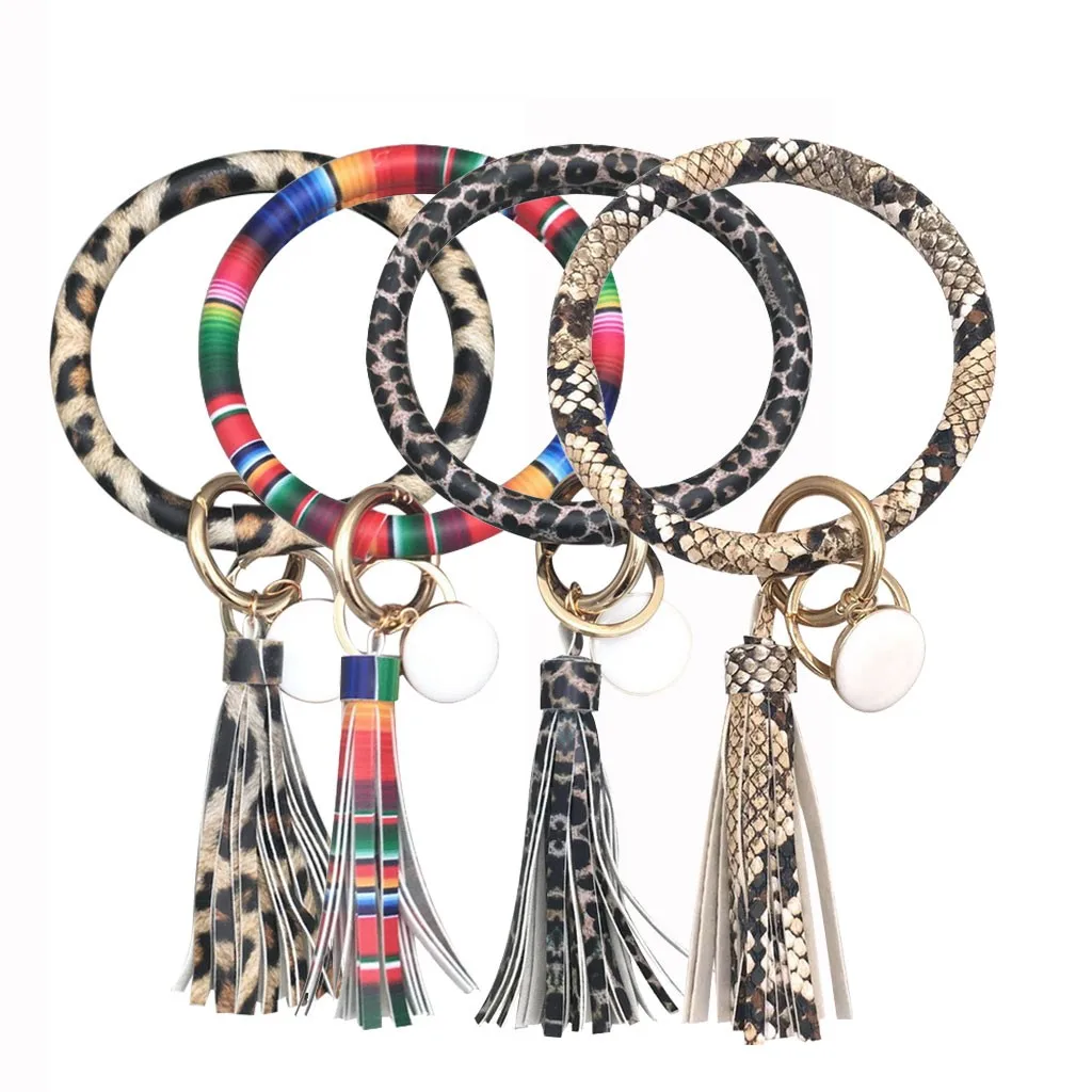 Новинка 2019 милые кожаные Брелоки для ключей с кожаным браслетом того же цвета