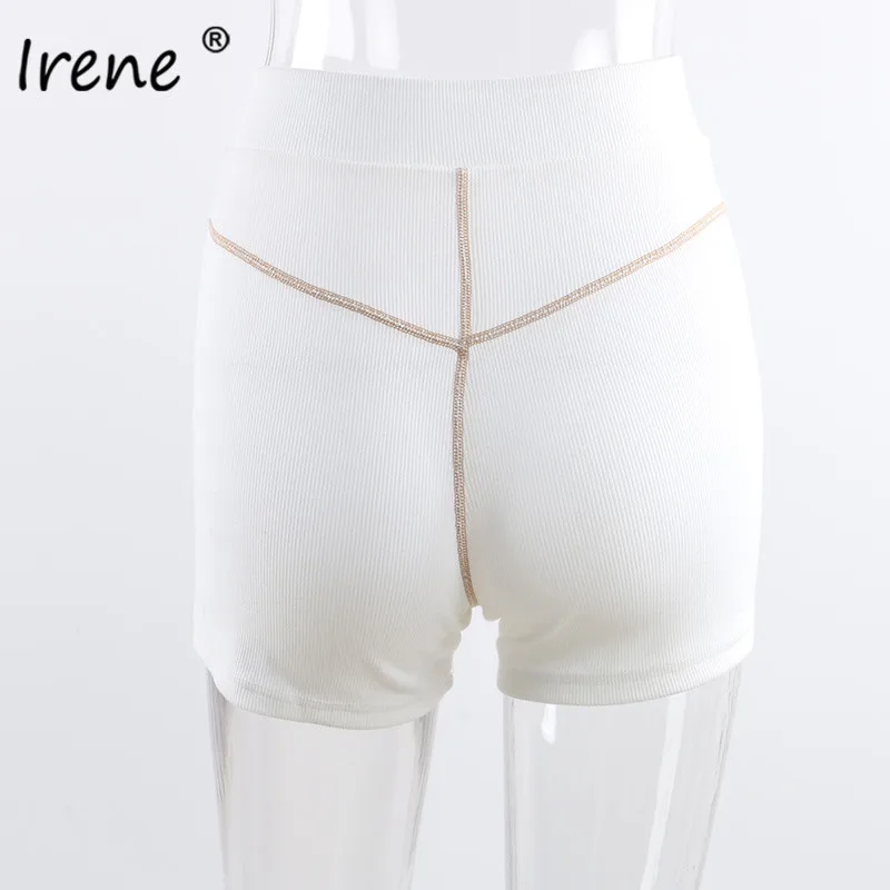 

Irene Ribber High Waist Biker Shorts Women 2021 Summer Clothing Line Patchwork Sexy Skinny White Casual Mini Sweat Shorts