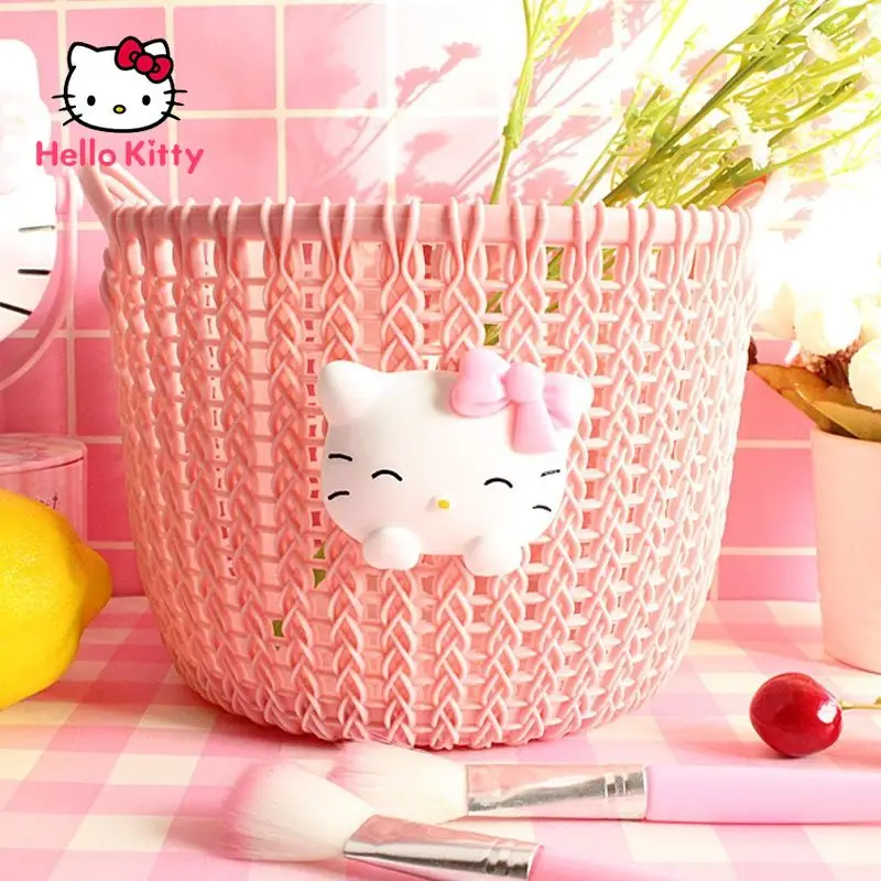 

Hello Kitty, ротанговая мультяшная корзина для хранения одежды, настольная корзина для сортировки мусора, корзина для хранения косметики