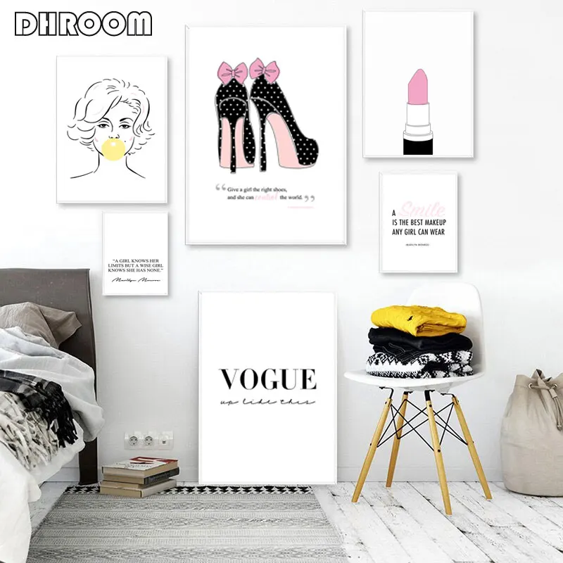 Модный постер с принтом духов пузырьков красота холст живопись помада на высоких