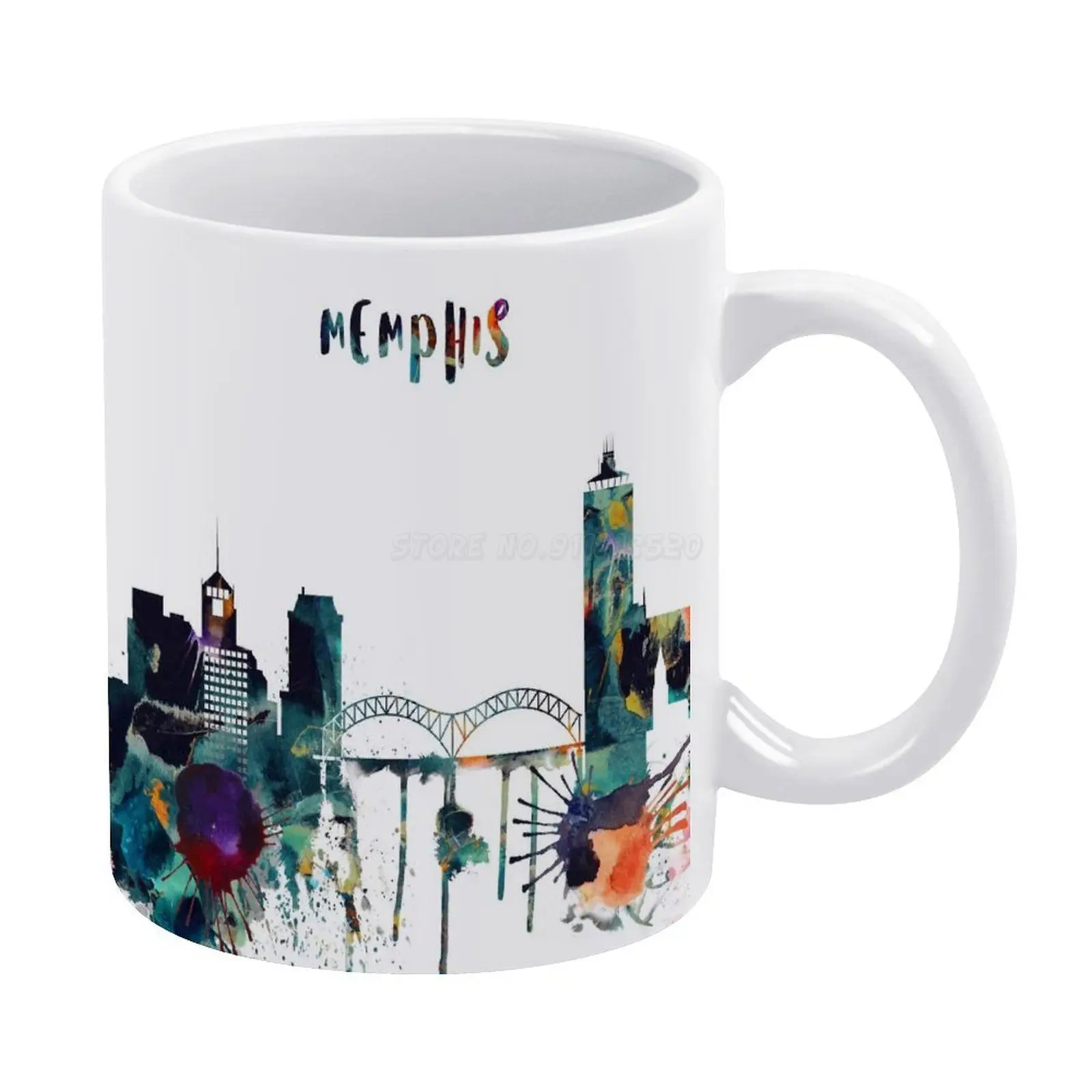 Акварельная кружка с изображением Мемфиса белая 11 унций забавные керамические
