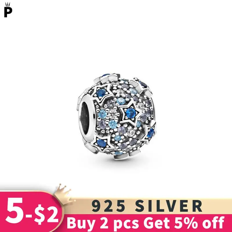 

Фирменные модные подвески из стерлингового серебра 925 пробы с поднятыми звездами, подходят для оригинального браслета, ожерелья, браслета д...