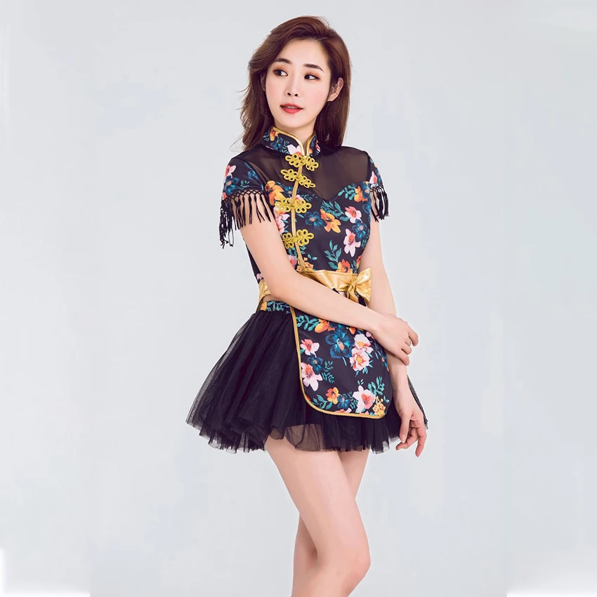 Женское кимоно в японском стиле с цветочным воротником юката одежда чонсам