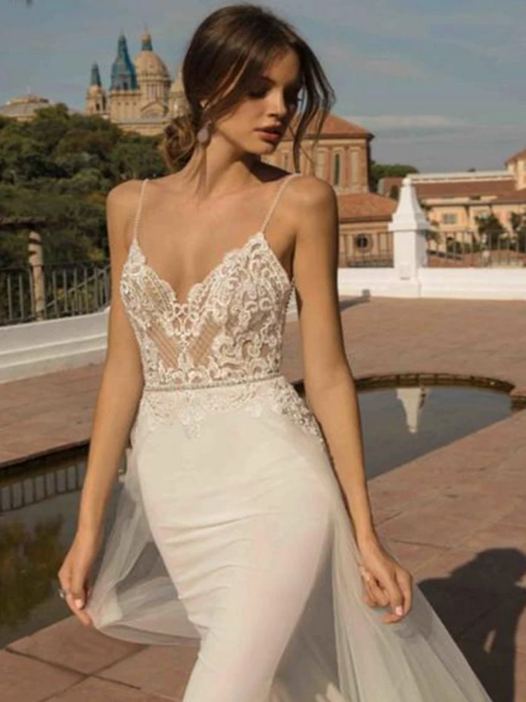 2020 пляжные свадебные платья на бретелях женское длинное свадебное платье