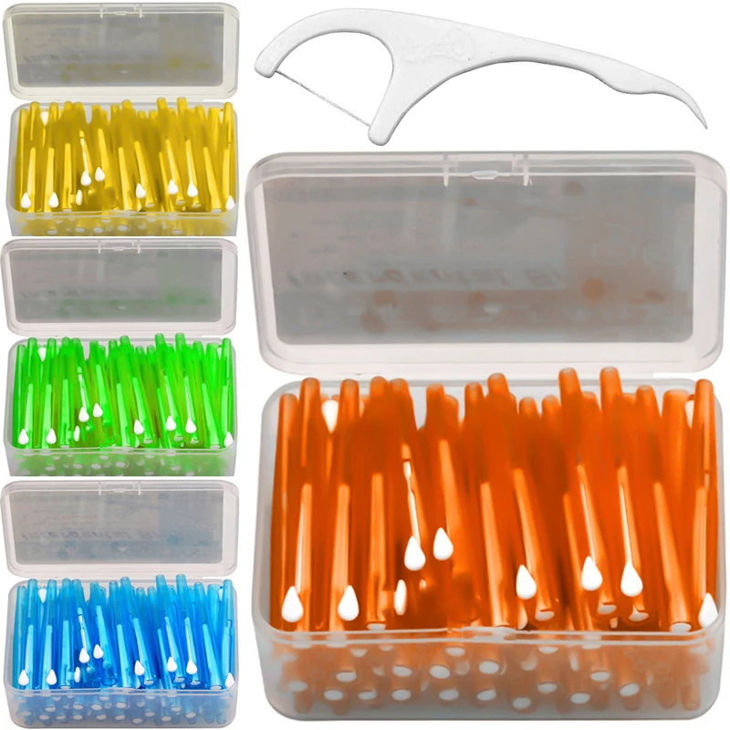 

60pcs Adults Interdental Brush Clean Between Teeth Dental Floss Pick Push-pull Toothpick Cleaning Dental Brushes Teeth Care 45