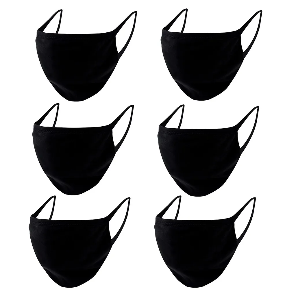 Детский черный шарф для лица 6 шт. однотонный черно белый пыленепроницаемый