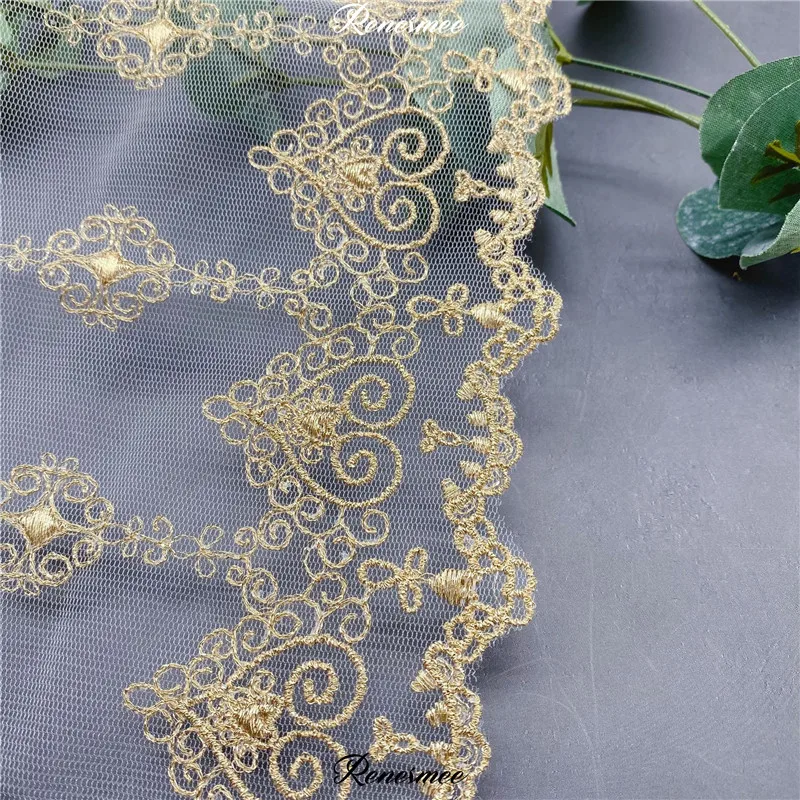 10 ярдов сетка вышивка полиэстер кружево золотая нить мягкий тюль аксессуары для