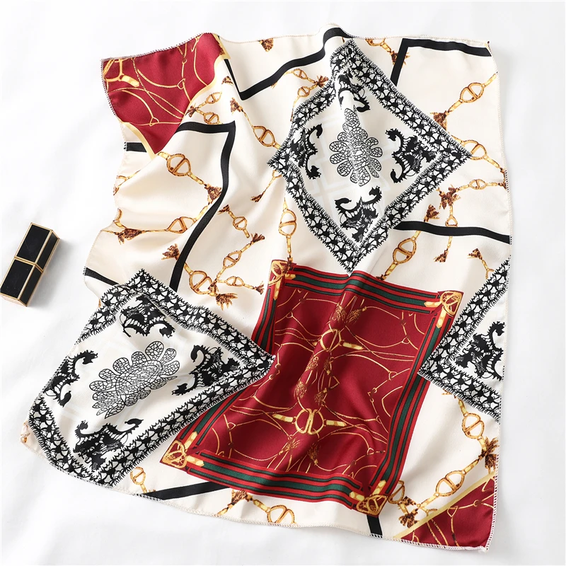 Женские шелковые шарфы шейный платок дизайнерский женский с принтом для офиса