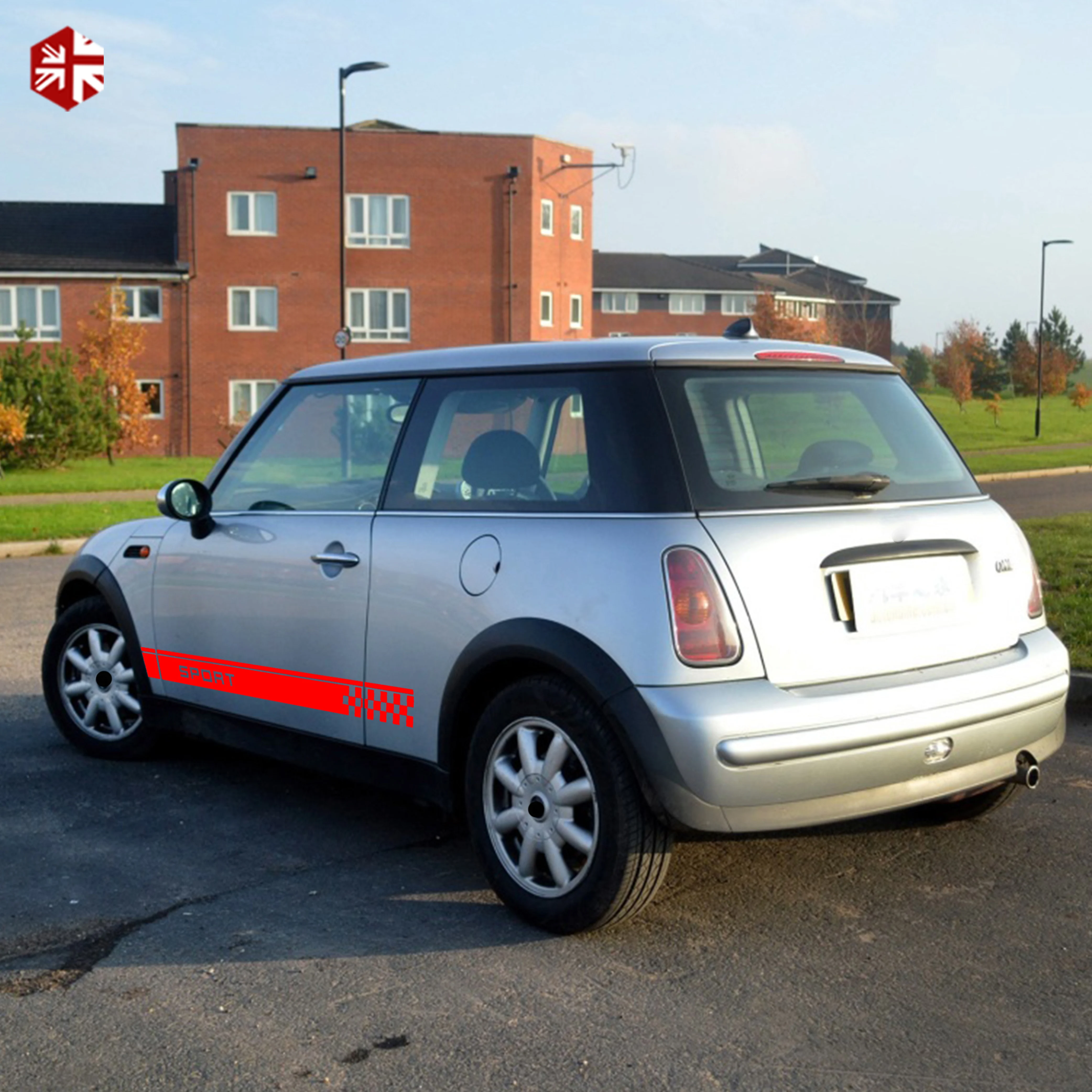 2 шт. гонок спорт Клетчатый Стиль дверь автомобиля боковая полоска наклейка на