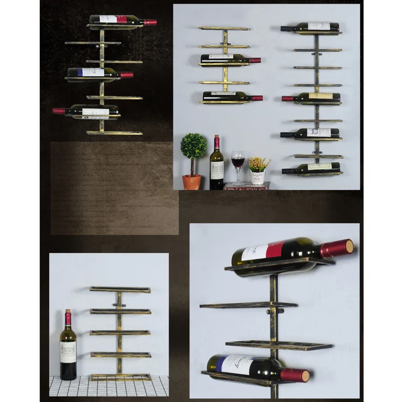 

European-style red wine rack wall hanging living room dining room bar wine cabinet wine bottle holder Metal wine rack wall