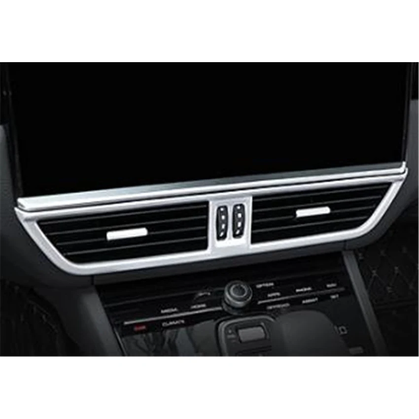 

For Porsche Cayenne 2018 2019 2020 Carbon Fiber Car Middle Center Air Conditioning Vent Cover Trim Frame Stickers Accessories