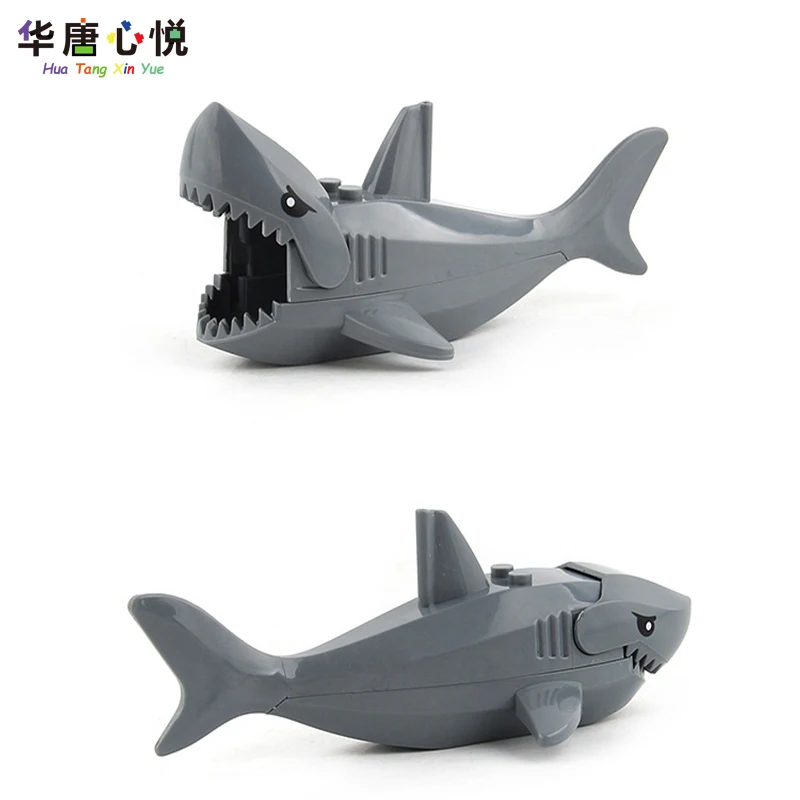 

Animal Toy Shark City Models Singel Sale Fish Kids Gift Toy For Children Compatible Birthday Present Friends Building Blocks Kit