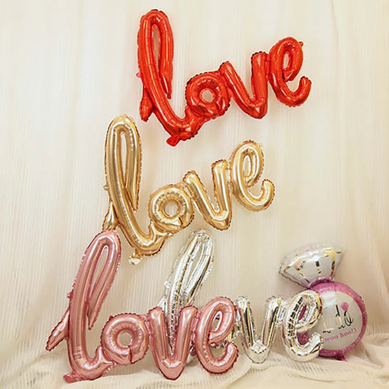 Red Ligatures Love Letter Foil Balloon Wedding Valentines Anniversary Party Decoration Wife Lover Romantic Props Surprise Gift | Дом и сад