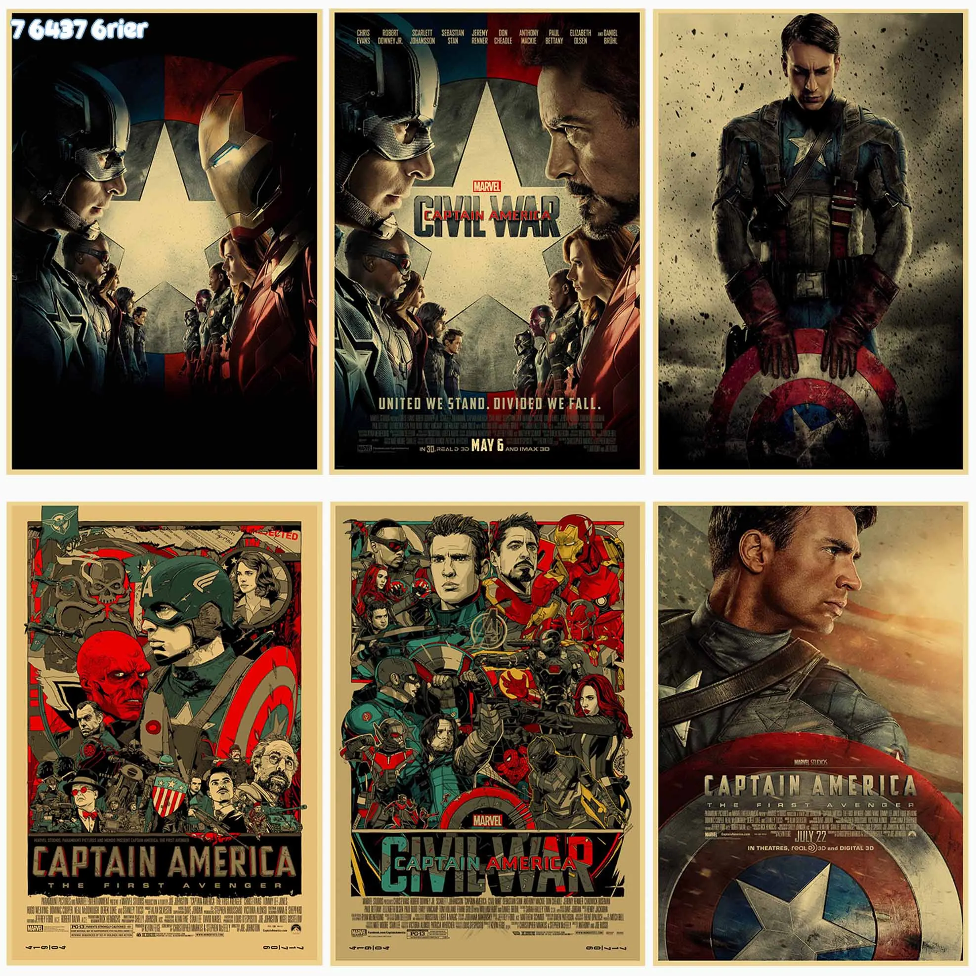 Серия супергероев Marvel: Капитан Америка: Гражданская война Ретро стиль арт деко