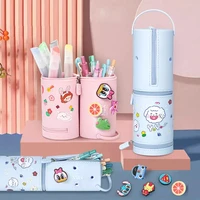 kawaii pencil case school for girls pencilcase silicone pen bag large penal office stationery organizer handle soft box supplies