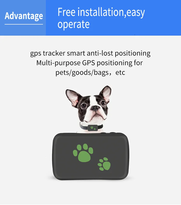 Portable Pets Smart Mini GPS Tracker 3G gsm Waterproof Pet Dog Locator 30 hours& up Dog Collar gps Cats Finder Dropshipping