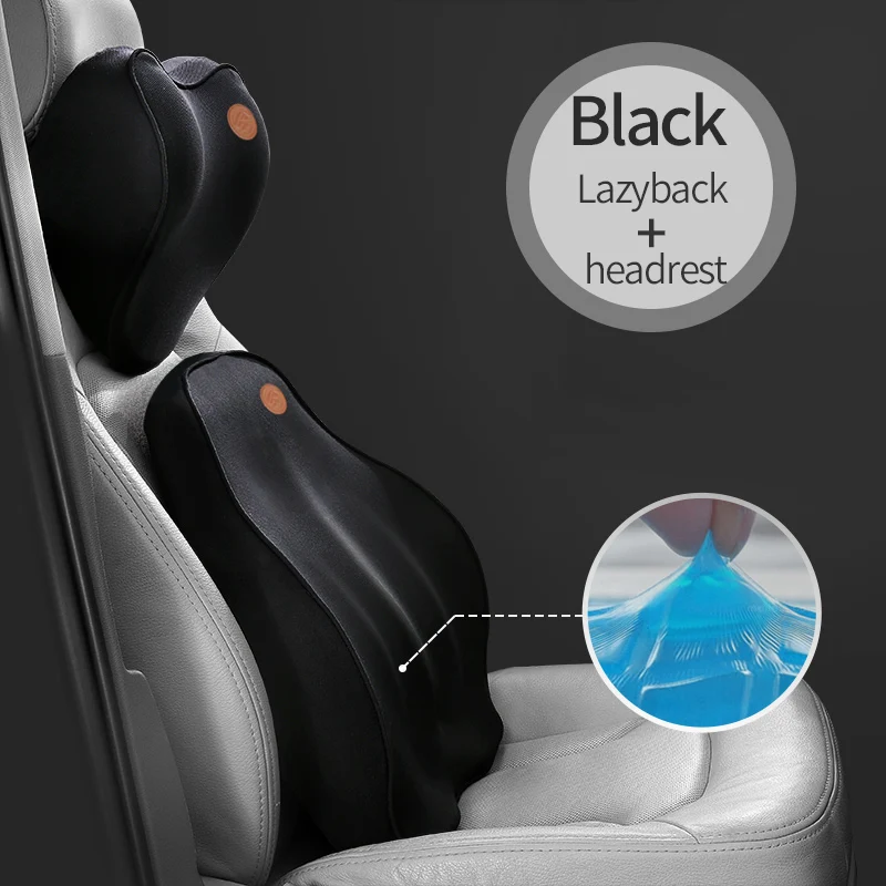 Black set Подушки для автомобилей, подушка для спины, подушка для автомобильного сиденья, поясничная поддержка для офисного стула, подушка для автомобиля, универсальная 3D пена с эффектом памяти - Название цвета: Black set